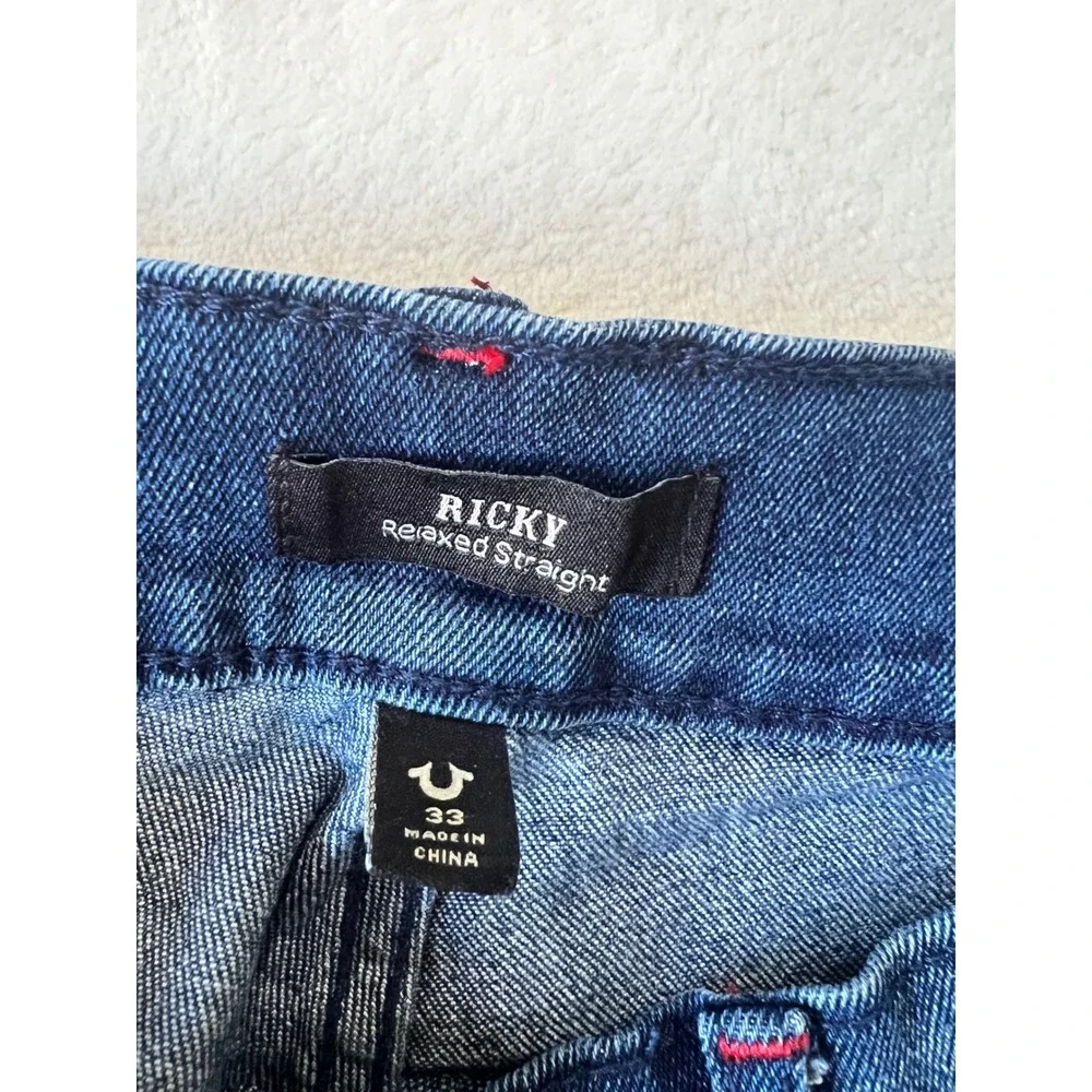 True Religion Ricky‎ Relaxed Straight Jeans Medium Rustic Barn Wash W33 L34 Y2K